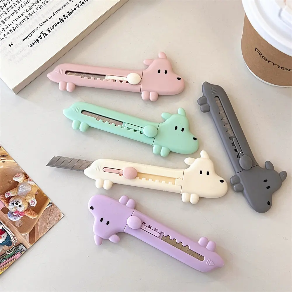 2 Pcs Cute Cartoon Puppy Art Knife Mini Small Size Unpacking Express Box Cutter Cutting Hand Account Paper Cutter