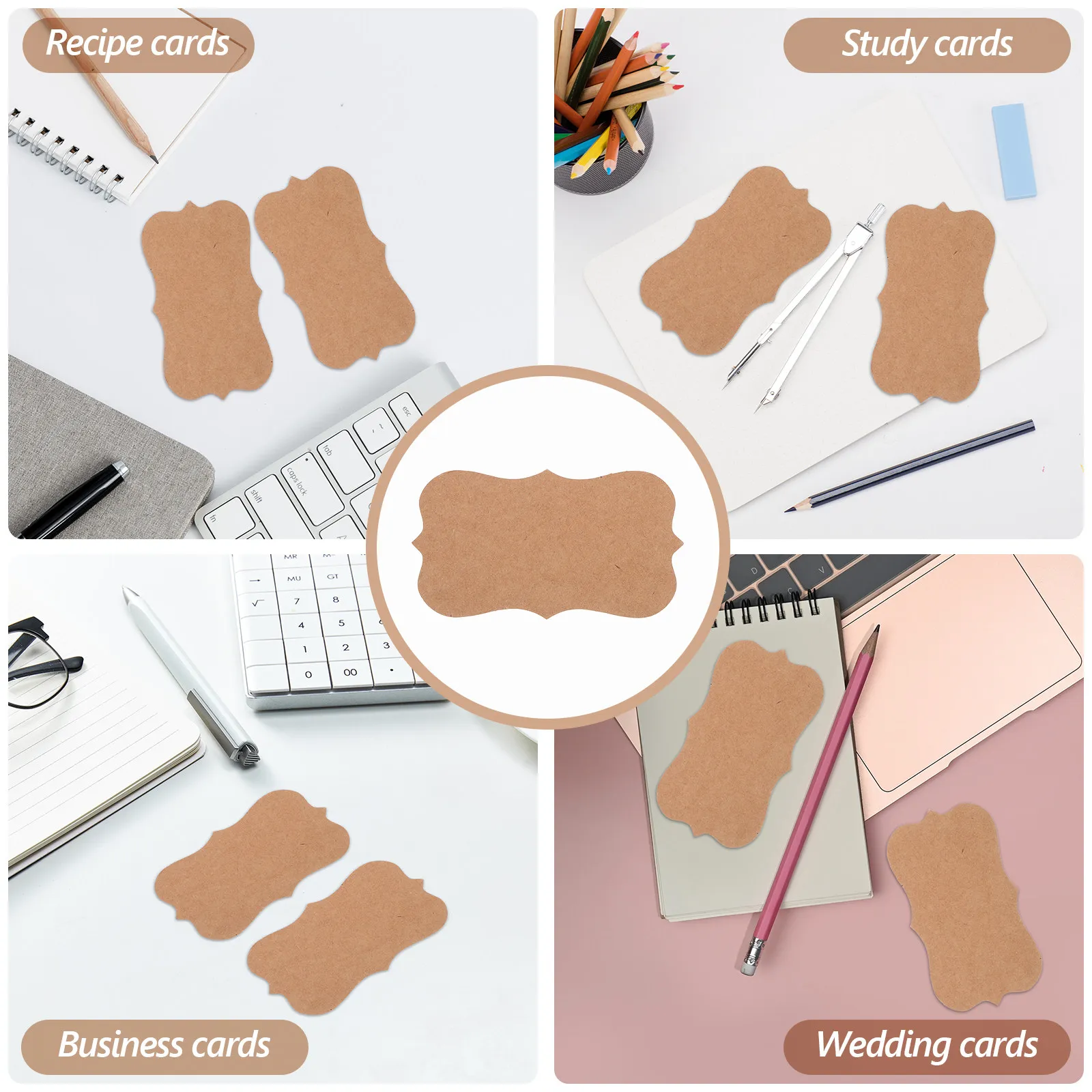 Blank Kraft Paper Cards 100 Pcs Thick Business Recipe Note Cards for Halloween Christmas New Year Crafts
