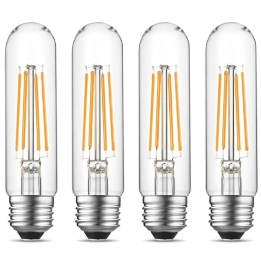

Dimmable E26 Edison Bulb, AC120V 2700K Light Bulbs, 6W Equal 60 watt 750LM Tubular T10 LED for Rustic Pendant, Chandeliers, Wal