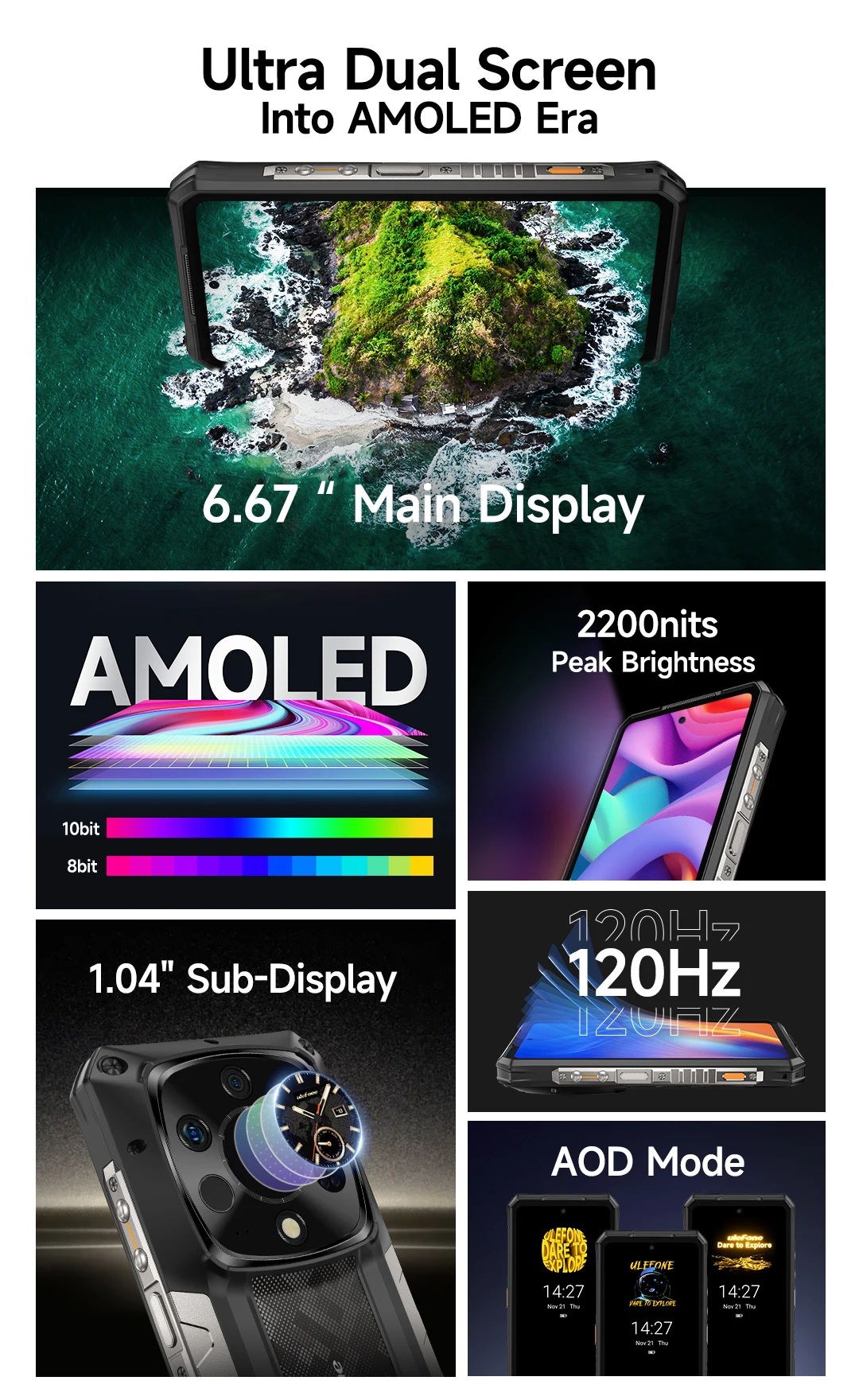 Ulefone Armor 28 Ultra T 5G AI Rugged Smartphone Android 1TB ROM+32GB RAM AMOLED 6.67" Dimensity 9300+