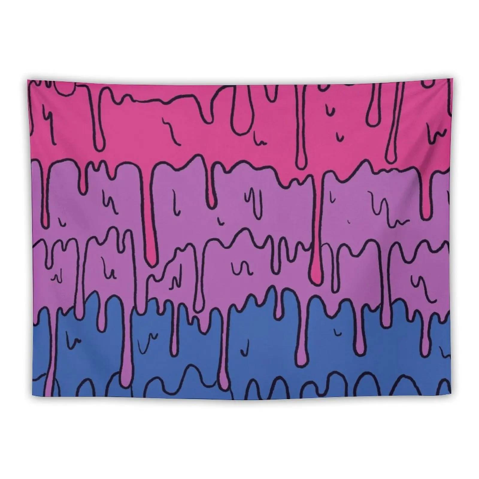 Pastel Kawaii Melting Bisexual Pride LGBTQ Design Tapestry Wallpaper Cute Decor Custom Tapestry