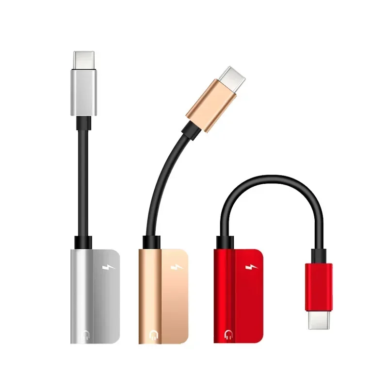 1pcs USB C DAC Adapter 2 in 1 Type C to 3.5 Earphone Adapter Audio Type-c to Earphone 3mm Jack AUX usb c 3.5