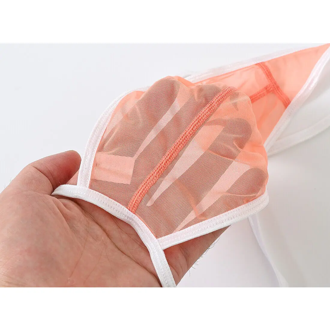 Jinshi Men's Jockstrap Comfortable Thongs Mesh See Through Underwear G-Strings Sexy T-back