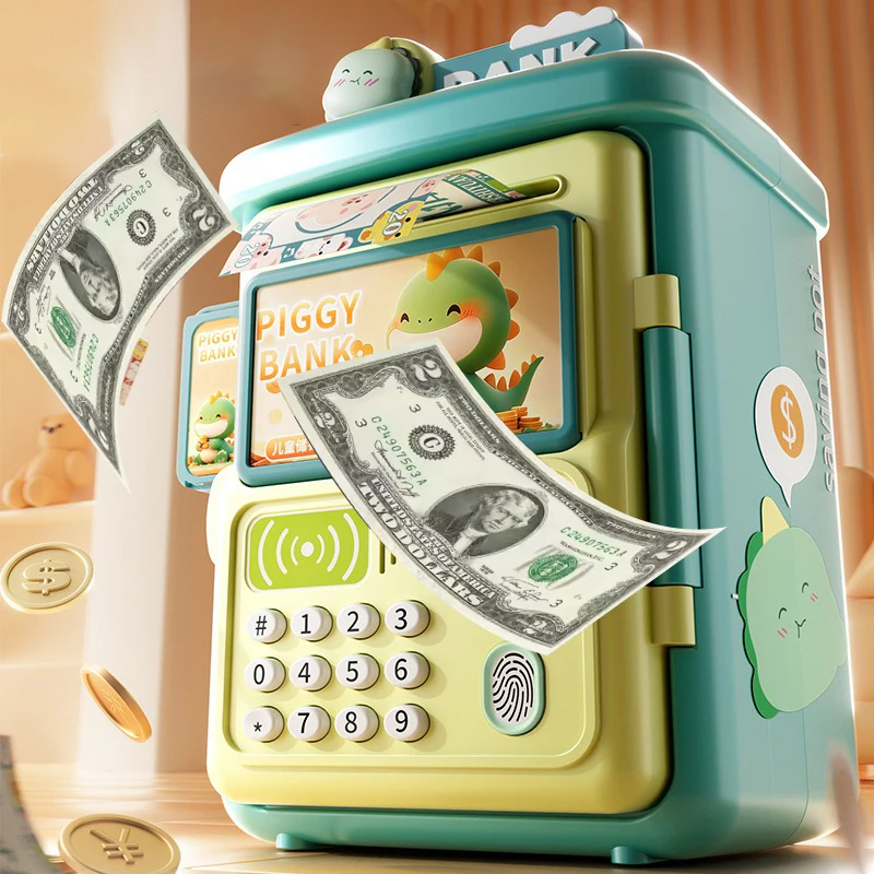 

Cartoon Children's Money Can,Pocket Money Real Banknotes and Coins Saving Box, Rabbit, Duck, Bear, Dinosaur Piggy Bank