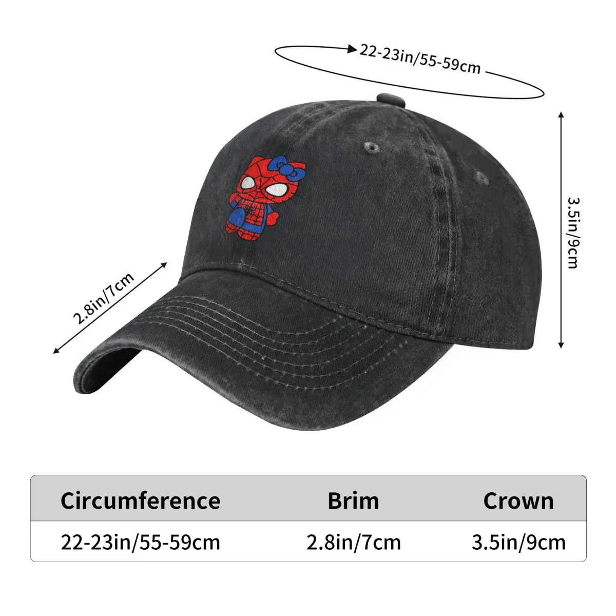 Hello Kitty Spider Man Spider-Man Baseball Cap Unisex Men Sun-Proof Trucker Hat Summer Fashion Hiking Fishing Snapback Cap