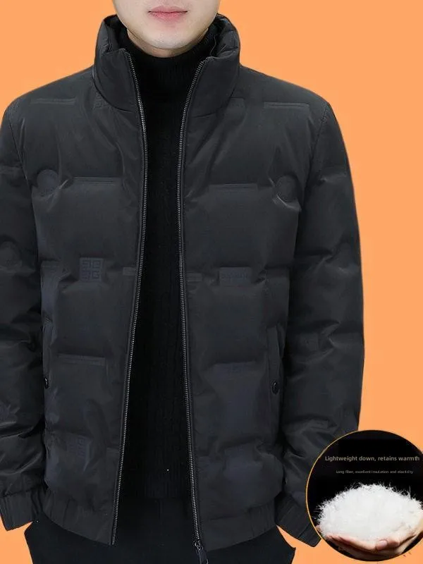 

Teenage Winter Jaet for Men Thiened down Coat with Hood Sport Scene Outerwear Light Corduroy Material White Du down Fil...