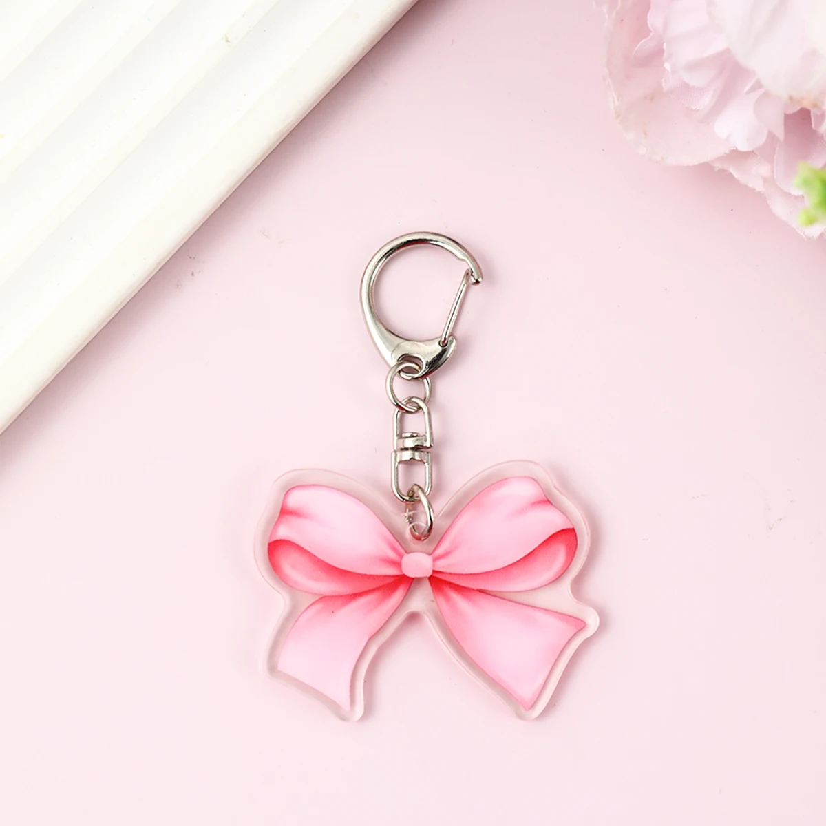9pcs Pink Bow Keychains Bow Party Favors Pink Bow Acrylic Keychains for Birthday Party Decorations Gifts Gifts