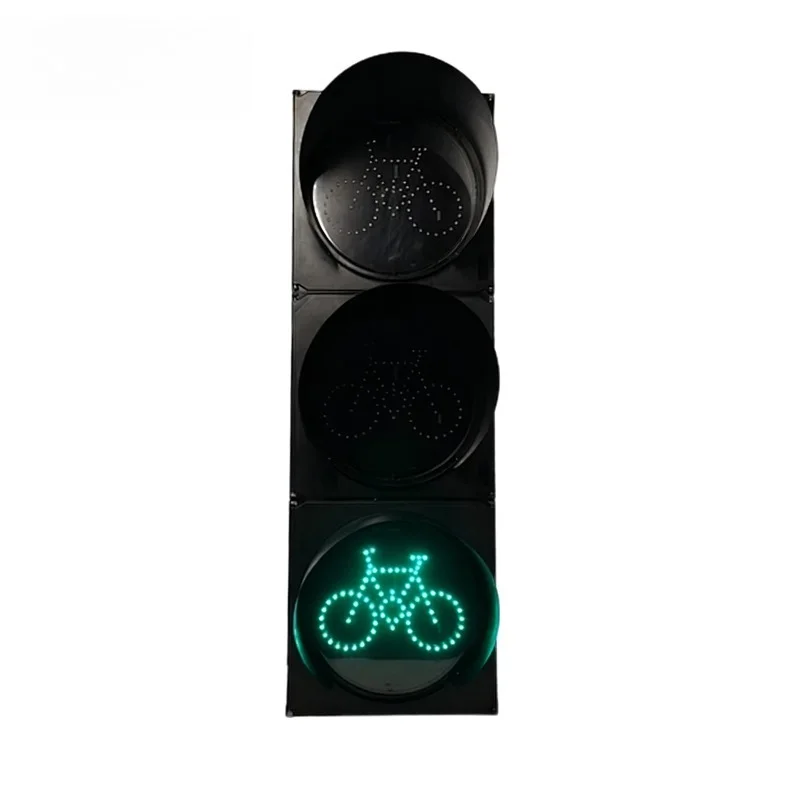 300Mm 400mm 3-section transparent non-electric bicycle path diagram LED bicycle traffic light with left turn signal light head