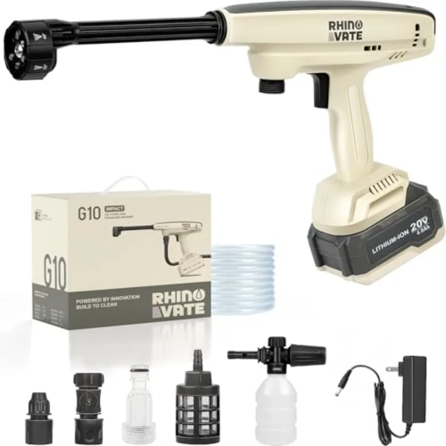 

Cordless Pressure Washer 880 PSI Portable Imapct Power Washer 4.0Ah Battery Powered with Dual Water Source 6-in-1 Nozzle 16ft D