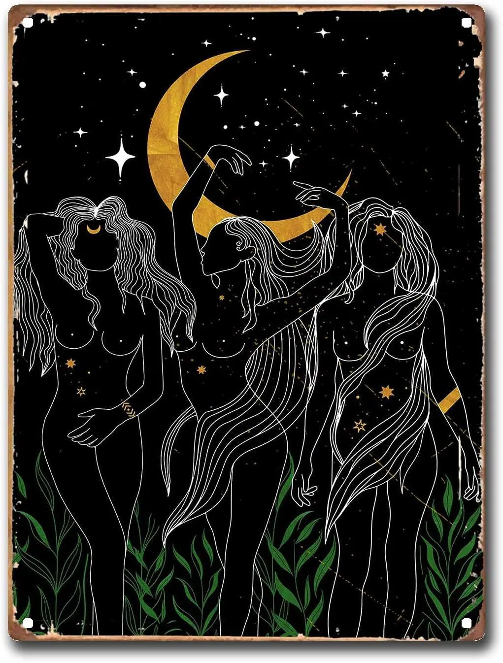 EYSL Feminine Goddess Witchy Decor Witchy Wall Decor Moon Goddess Witch Wall Decor Witchy Decorations Wall Hangings Retro M sign