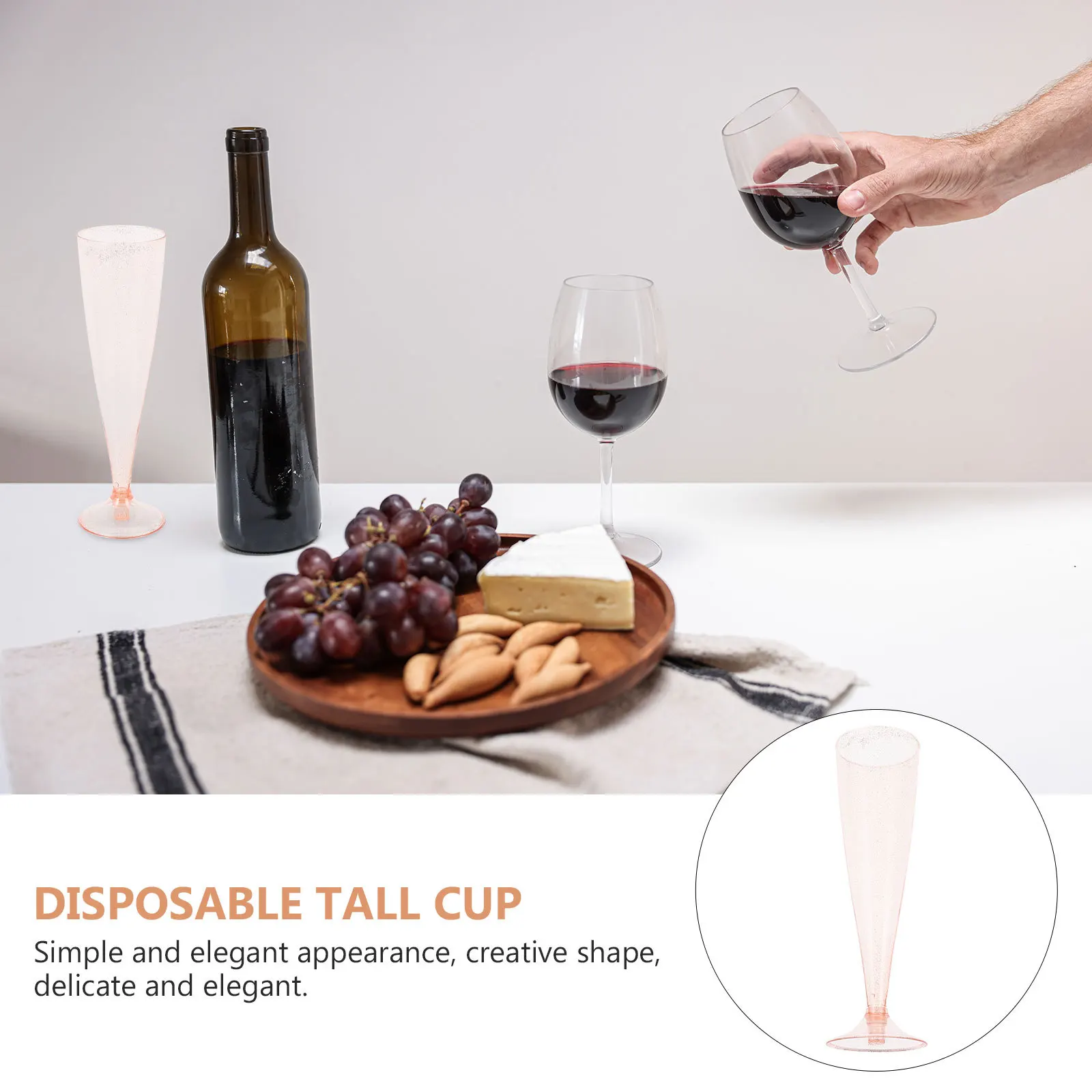 

10Pcs Disposable Highball Glasses Plastic Flutes Elegant Goblets for Wedding Party Cocktail Events Glitter Wine