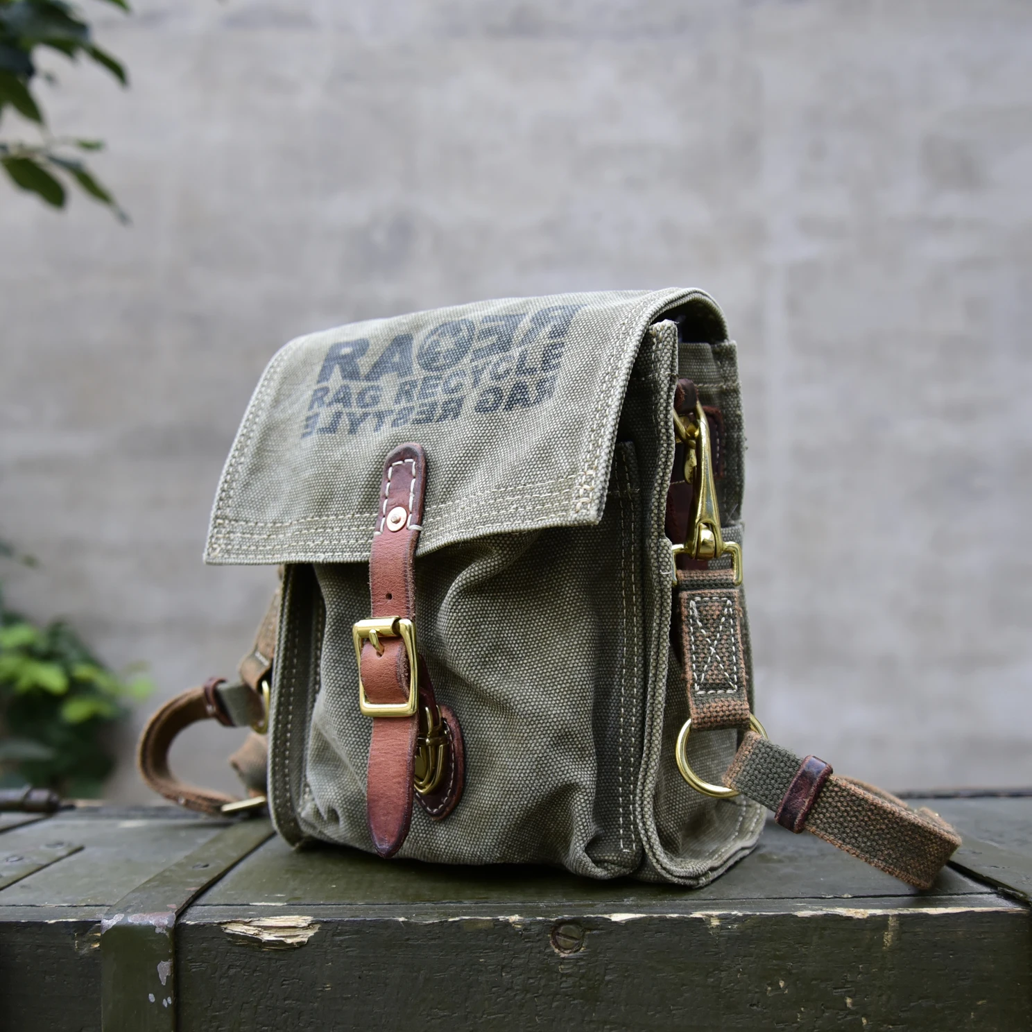 

Waed Heavy Du Canvas Top Layer Cowhide Leather Single oulder Slant Cross Handbag Casual Military Sle Retro Box Bag