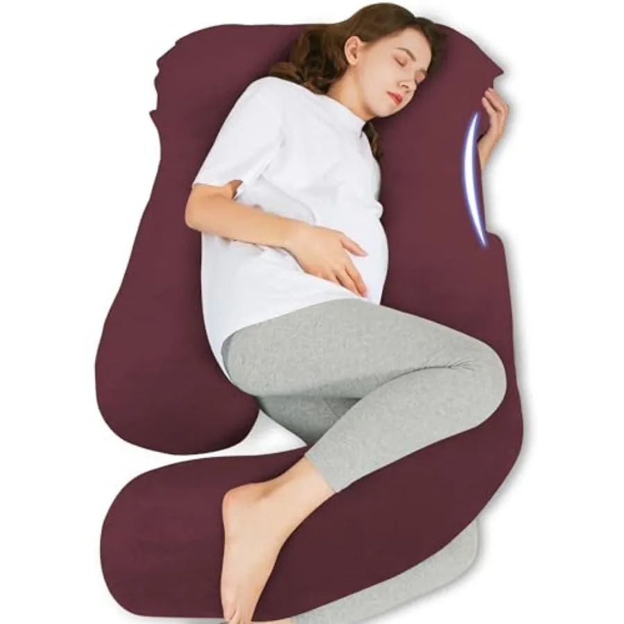 

U-Shaped Pregnancy Pillow for Sleeping - Full Body Maternity Support Pillow with Cooling Removable Cover - Comfort for Back, Hi