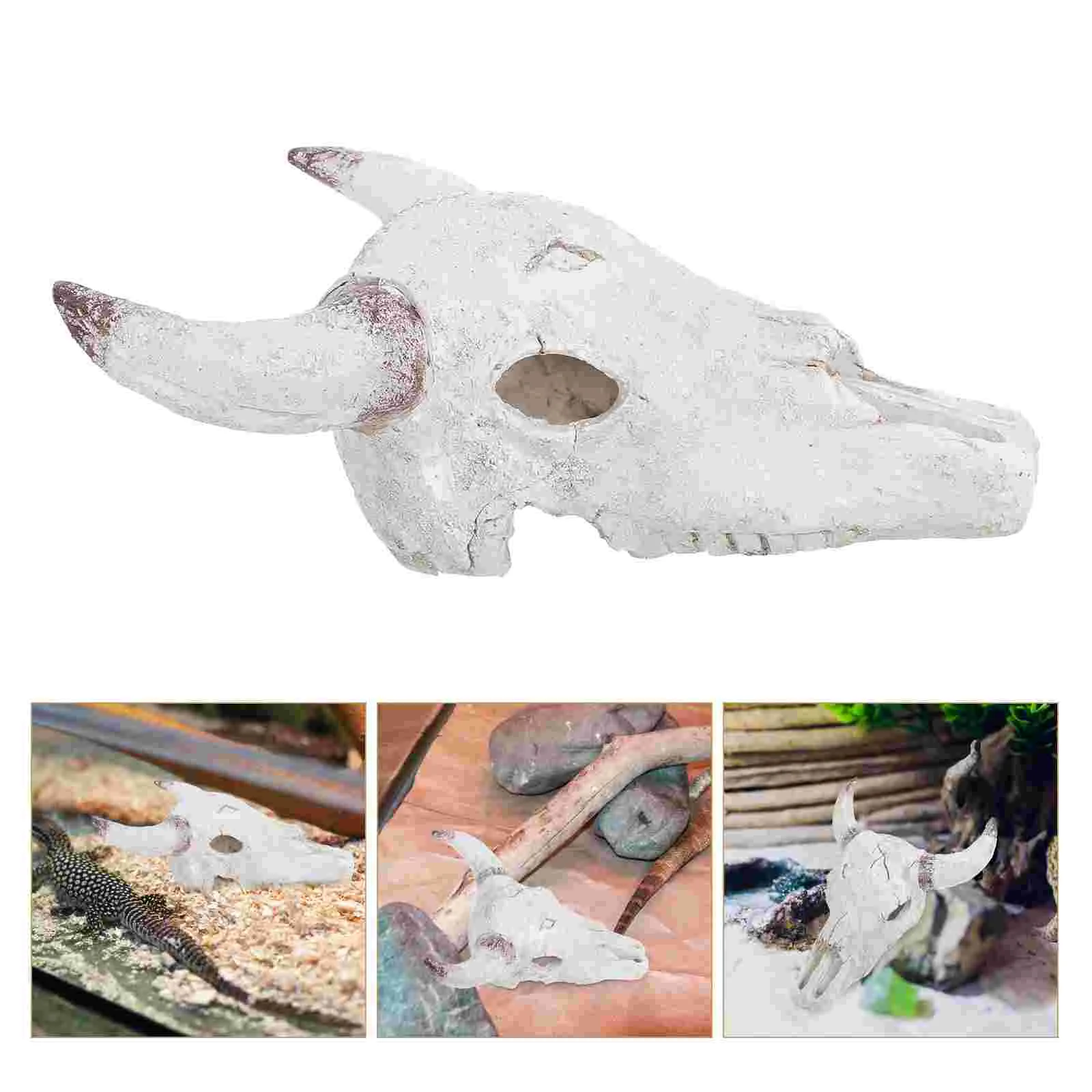 

Halloween Animals Reptile Tank Cow Skull Accessory Skulls Decor Decorative Sand Hideout Shrimp Cave Fall Fish Decorations