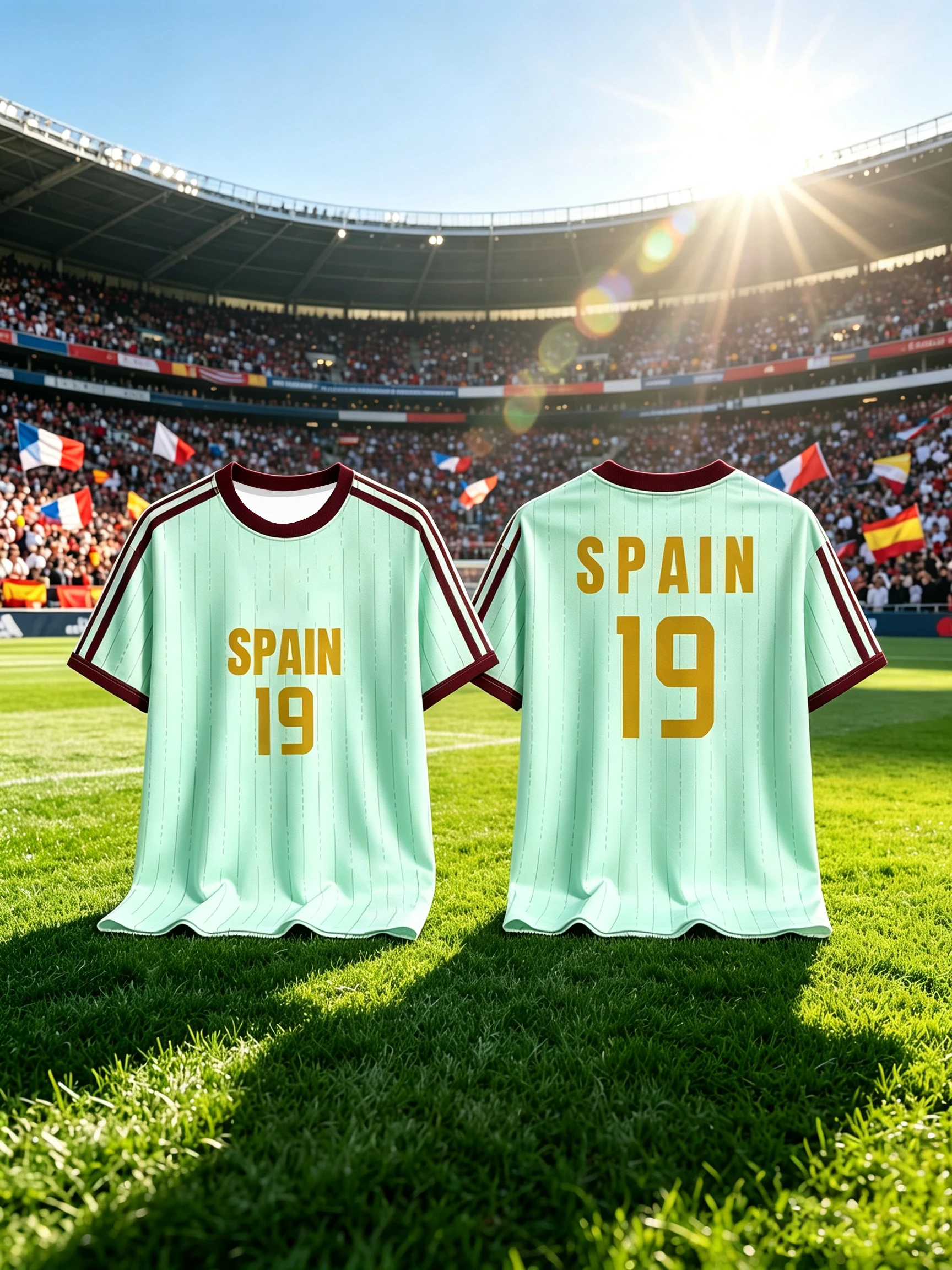 Subtle Texture Soccer Jersey Number Letter Print Men Short Sleeve Tee