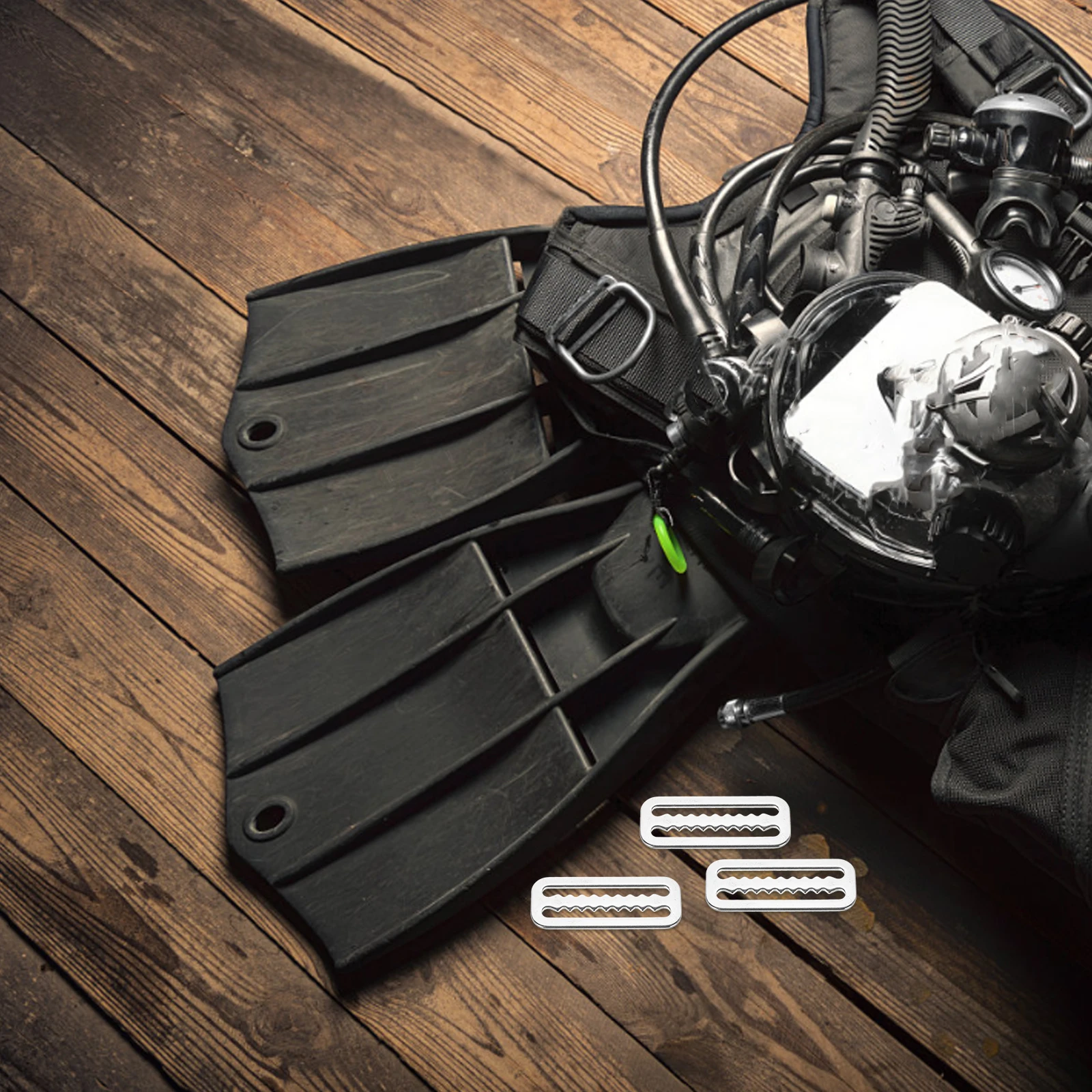 

5pcs Stainless Scuba Weights Belt Belt Buckle Serrated Edge Diving Keeper Webbing Slider Versatile Use Scuba Accessory