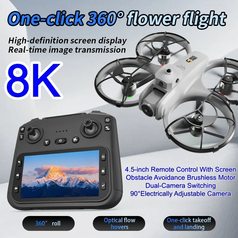 

8K Drone With HD Dual-Camera Switching Brushless WiFi FPV Dron Obstacle Avoidance 4.5 inches Screen Drones Quadcopter RC Toys