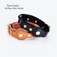 Apple Airtag Tracker Dog Collar Leash Tracker Soft Leather Material Multiple Colors Available Medium and Large Dogs