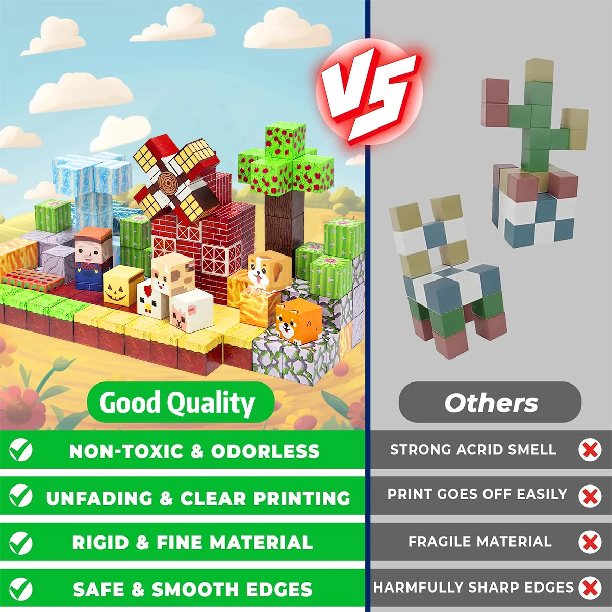 Magnetic Build Blocks ชุดของเล่น,STEM Montessori Sensory ก้อนของเล่น,Endless Building Possibilities, ชุดสําหรับชายหญิงเด็กวัยหัดเดินของขวัญ