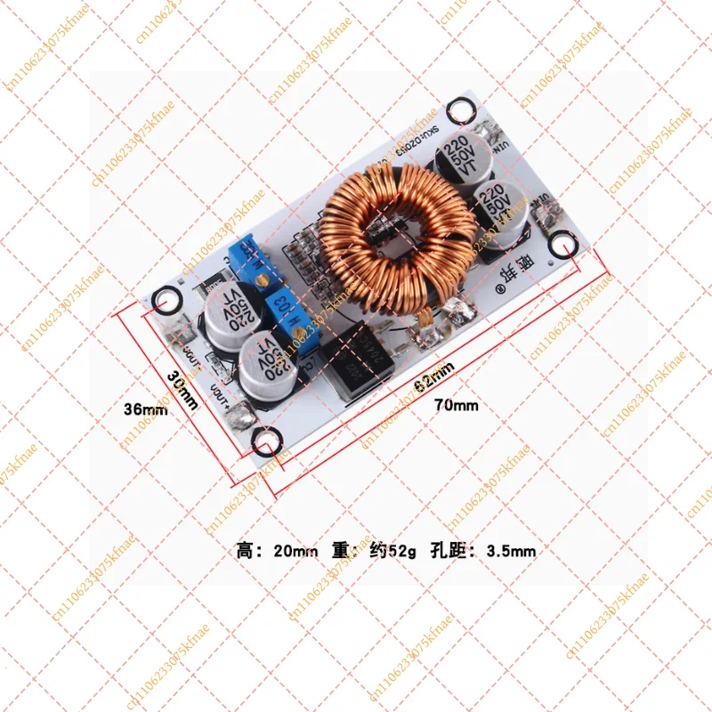 600W 20A Aluminum Base DC-DC Boost Module / Programmable CV CC Step-Up Power Converter (10-50V Wide Input)