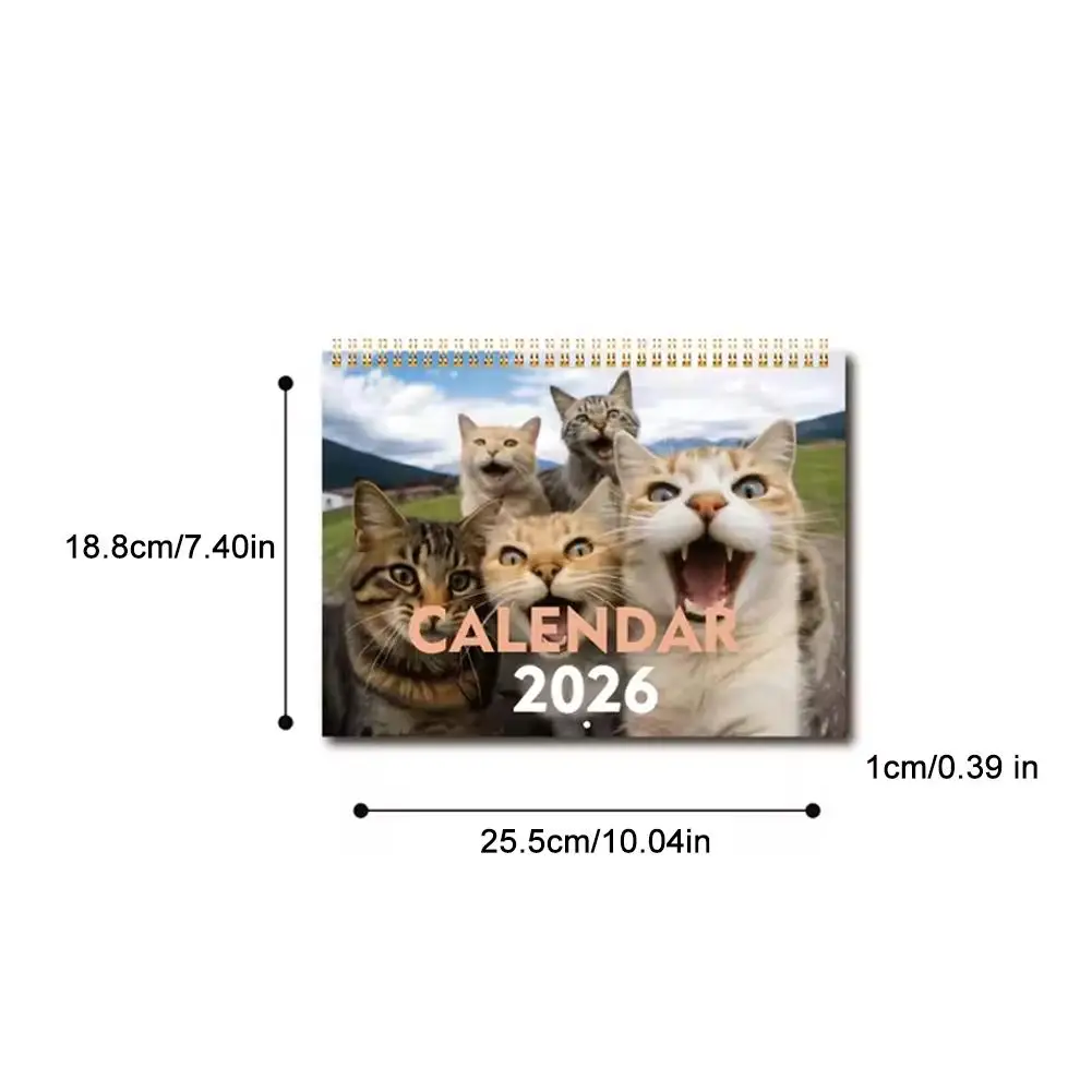 ปฏิทินแมวตลก 2026 ปฏิทินแขวนผนังลายลูกแมวน่ารักรายเดือน กระดาษทนทาน ของขวัญสำหรับคนรักแมว ตกแต่งบ้าน