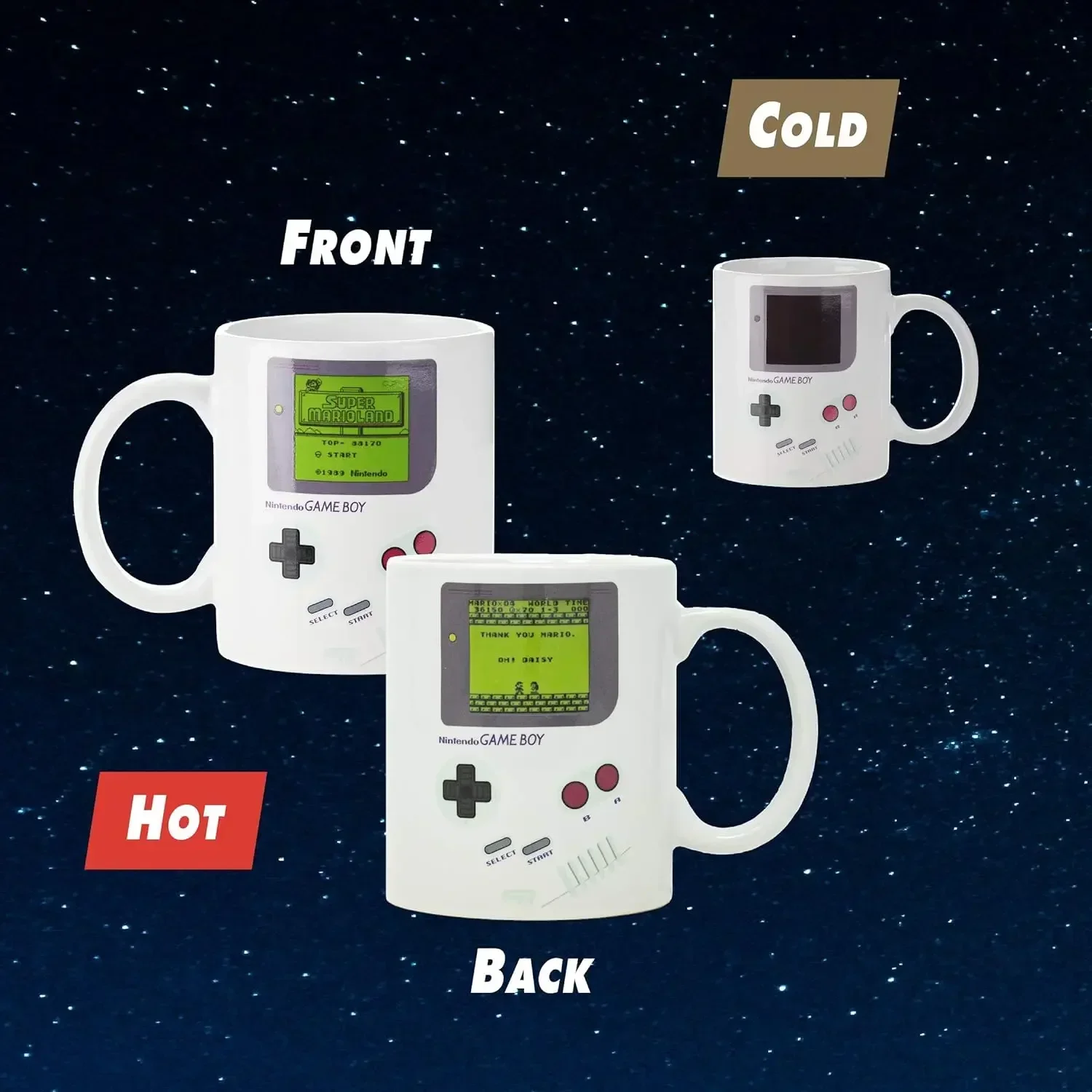 Paladone Gameboy Heat Changing Coffee Mug Gift for Gamers, Nerds, Nintendo Mario Fans, Men, and Retro 90s Game Enthusiasts