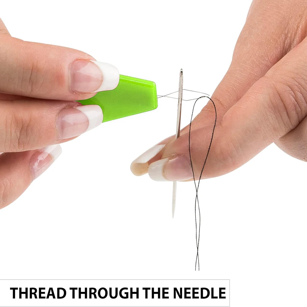 Needle and Thread for Hair Extensions 1 Roll Hair Weave Sewing Threads with 4Pcs C J I Shape Curved Needles and 1 Neele Thimble