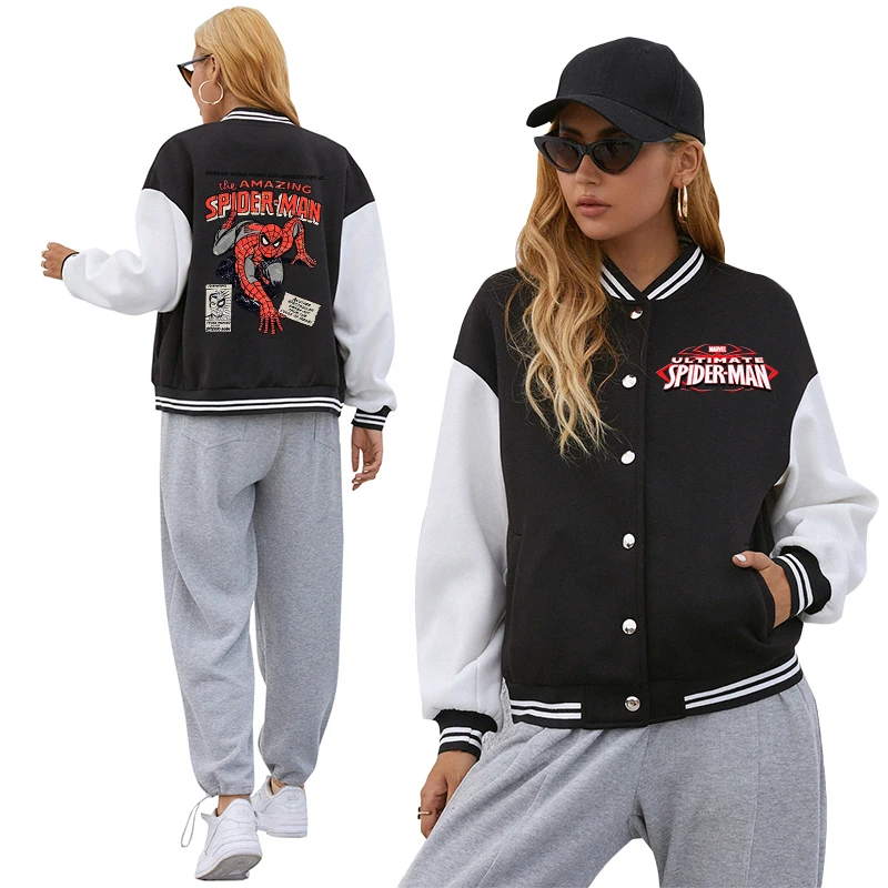 

Women Spiderman Jacket Loose Oversized Clothes Casual Men Baseball Uniform Clothes Personality Street Coat Jackets Top