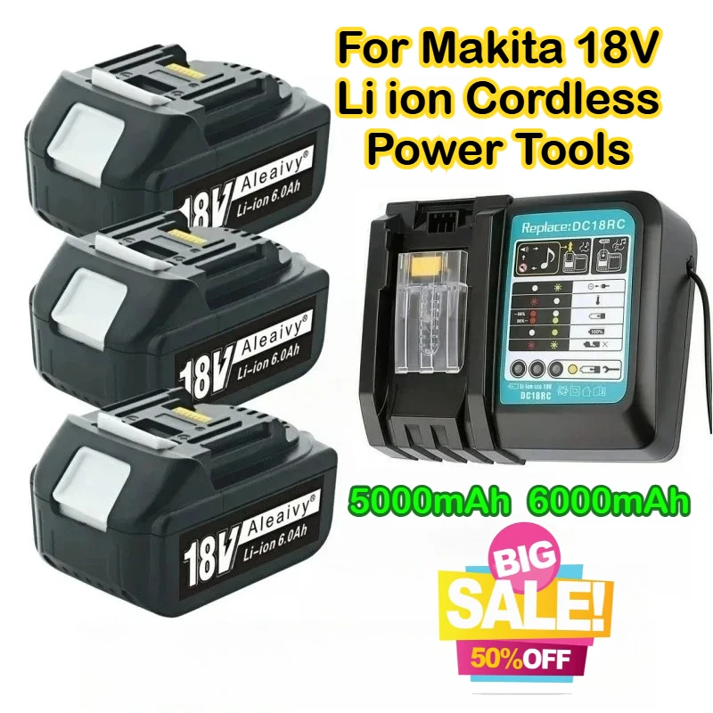 

For Makita 18V Battery With Charger Rechargeable Lithium Ion BL1850 BL1880 BL1860B LXT400 Power Tool For Makita 18V Battery