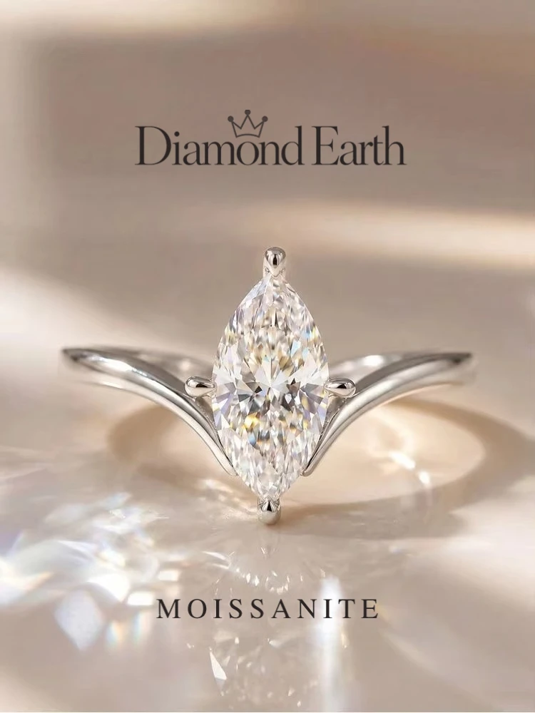 925 Sterling Silver 1CT Classical Certified Marquise Moissanite Diamond Engagement Ring For Women High Quality Wedding Jewelry