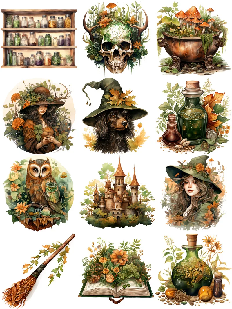 Forest Herbal Witch Stickers Crafts And Scrapbooking stickers kids toys book Decorative sticker DIY Stationery