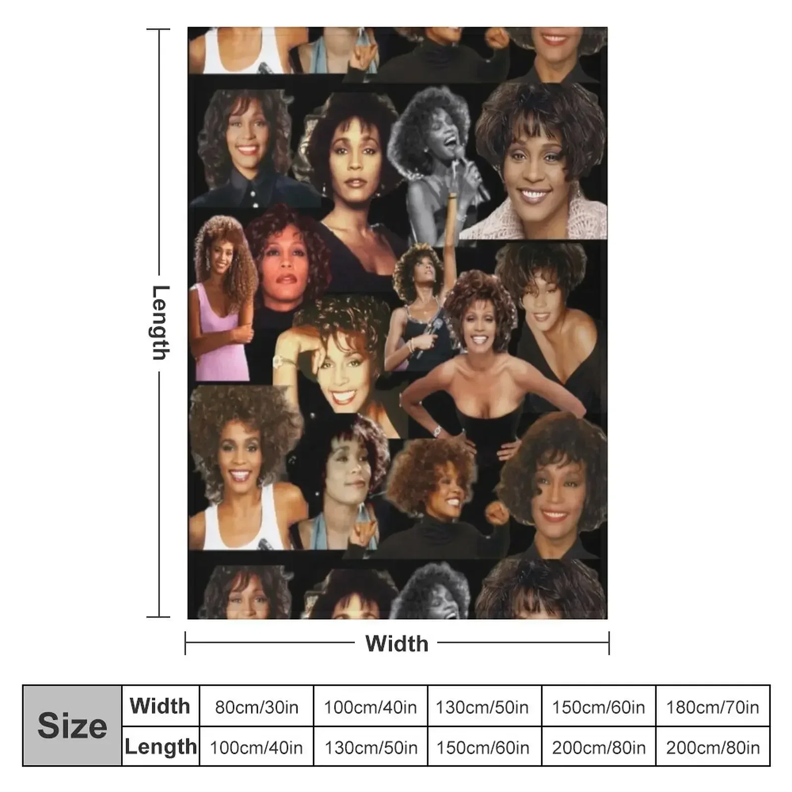 Whitney Houston Collage Throw Blanket couch cozy soft plush fuzzy picnic outdoor blanket