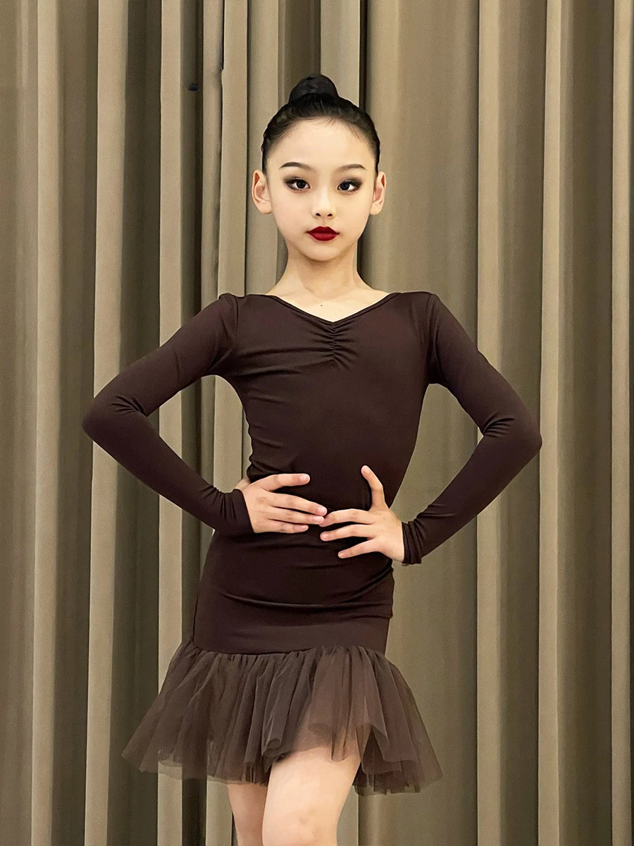 المهنية رومبا تانجو السالسا السامبا اللاتينية أزياء رقص الاطفال قاعة الرقص المنافسة فساتين الفتيات الأطفال المرحلة زي