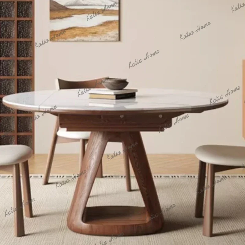 LD Reception Retractable Dining Table Rock Slab Household Sleek Dining Table Designer Modern Home Furniture