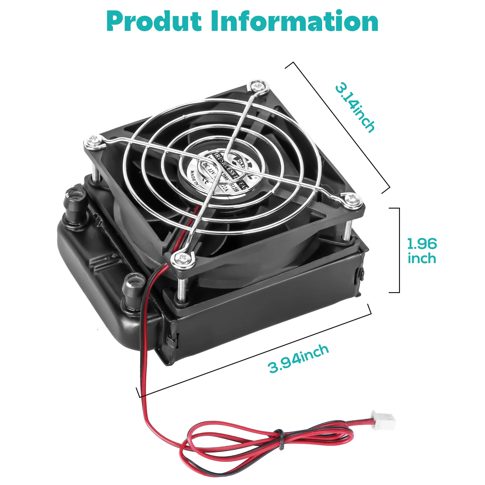 SXDOOL 80mm DIY Water Cooling Radiator Aluminum Heat Exchanger with 80mm Fan, DC12V Black - Efficient CPU & VGA Cooling