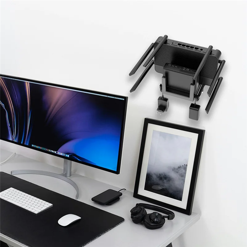 Router Wall Mount Bracket Wifi Storage Box Wall-Mounted Holder Wall Mounted Cable Organizer For Router Top Box