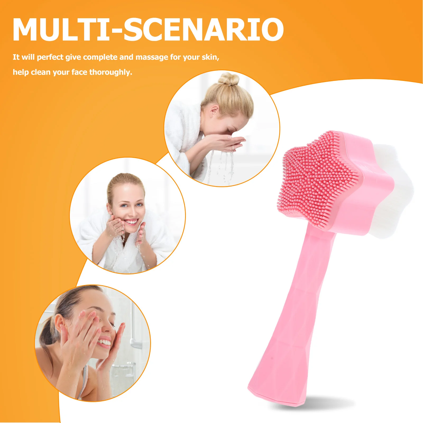 Spazzola per la pulizia del viso manuale portatile Spazzola per il viso per la pulizia del massaggio del viso leggera e durevole in plastica rosa