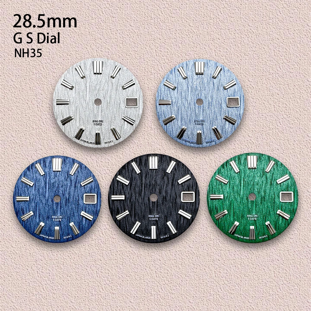 28.5mm G S Ocean Glaciers Dial Suitable Fit NH35/NH36/4R/7S Japan Movement 3D Wave Quality Watch Modification Accessories