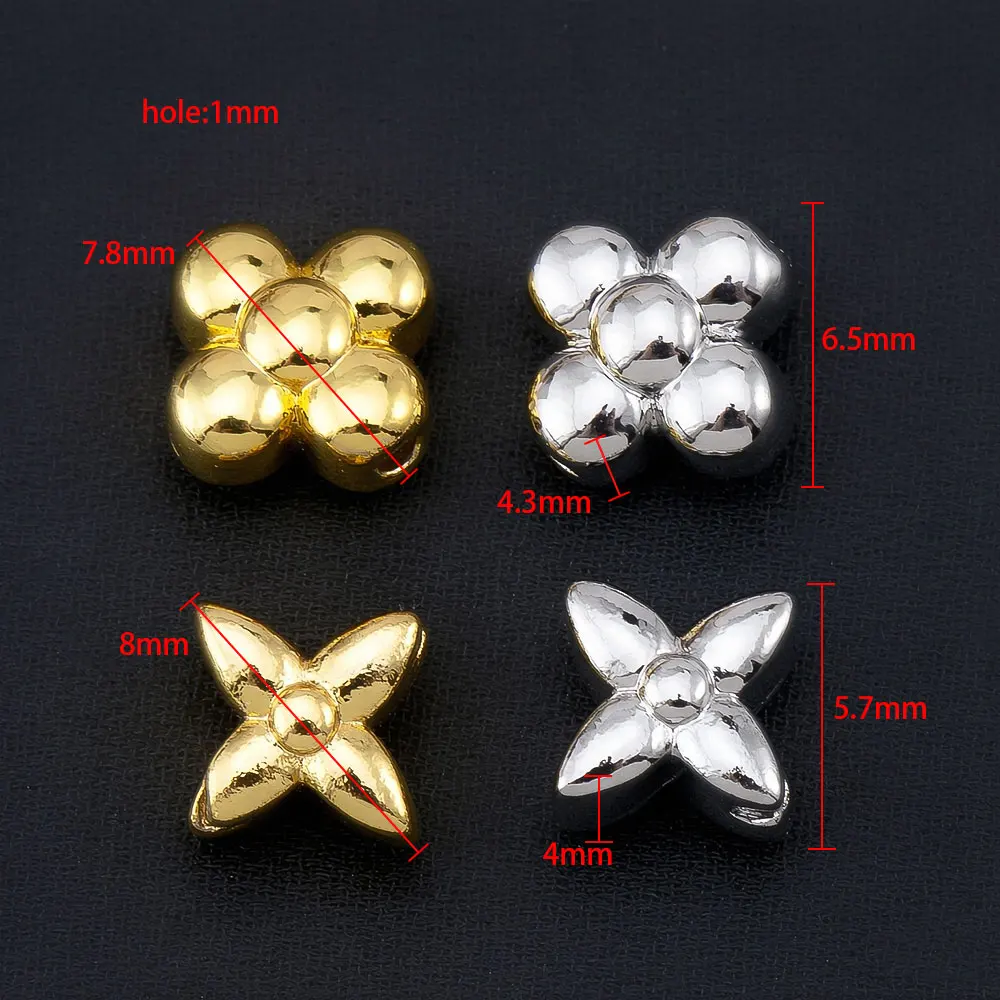 10PCS 18K Gold Plated Brass Star Flower Leaf Spacer Beads DIY Bracelet Keychain Jewelry Making Supplies Material Accessories - view 5