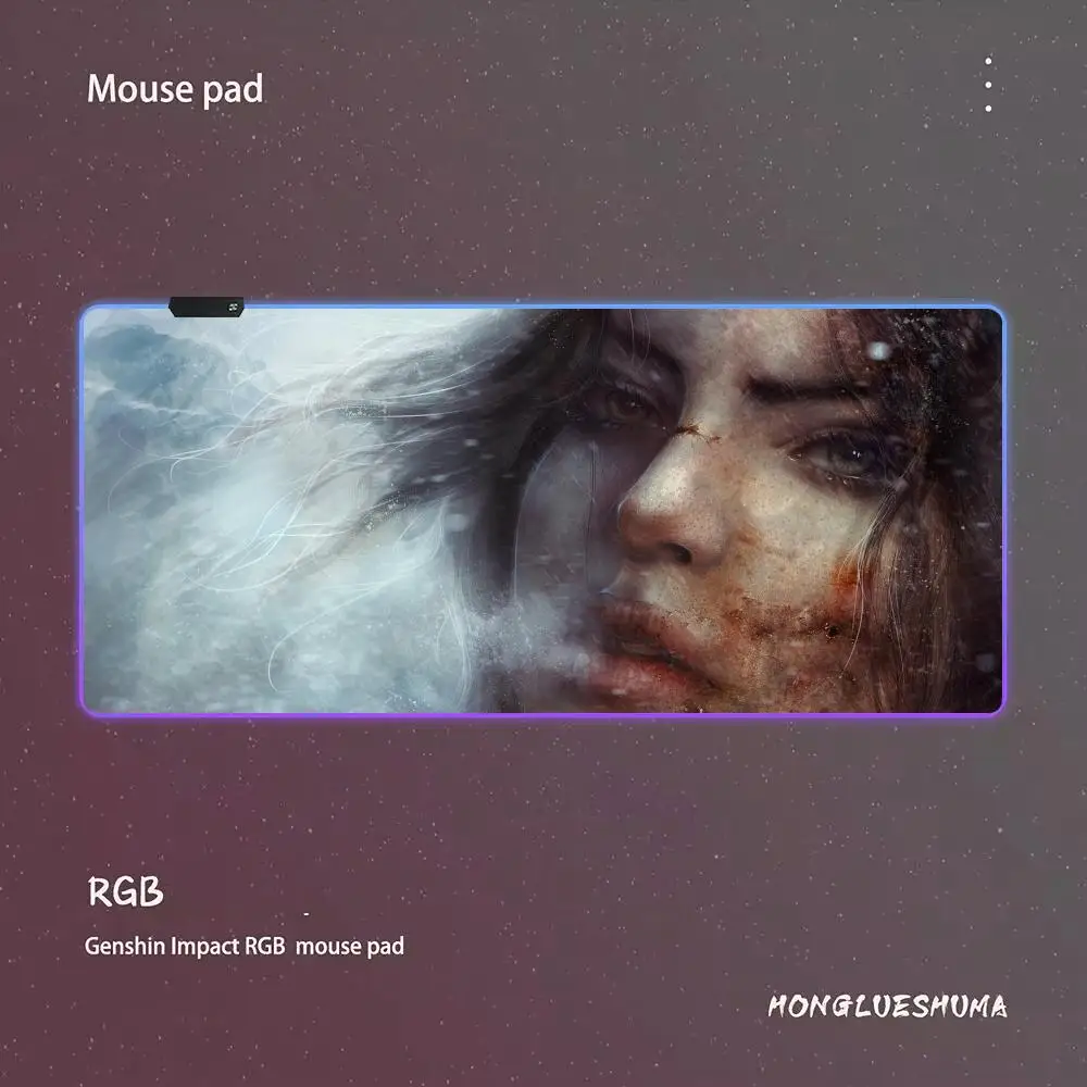 Podkładka pod mysz Game L-lara Croft RGB Gaming Mouse Pad Desk Mat HD Gamer Large LED Light XXL MousePads