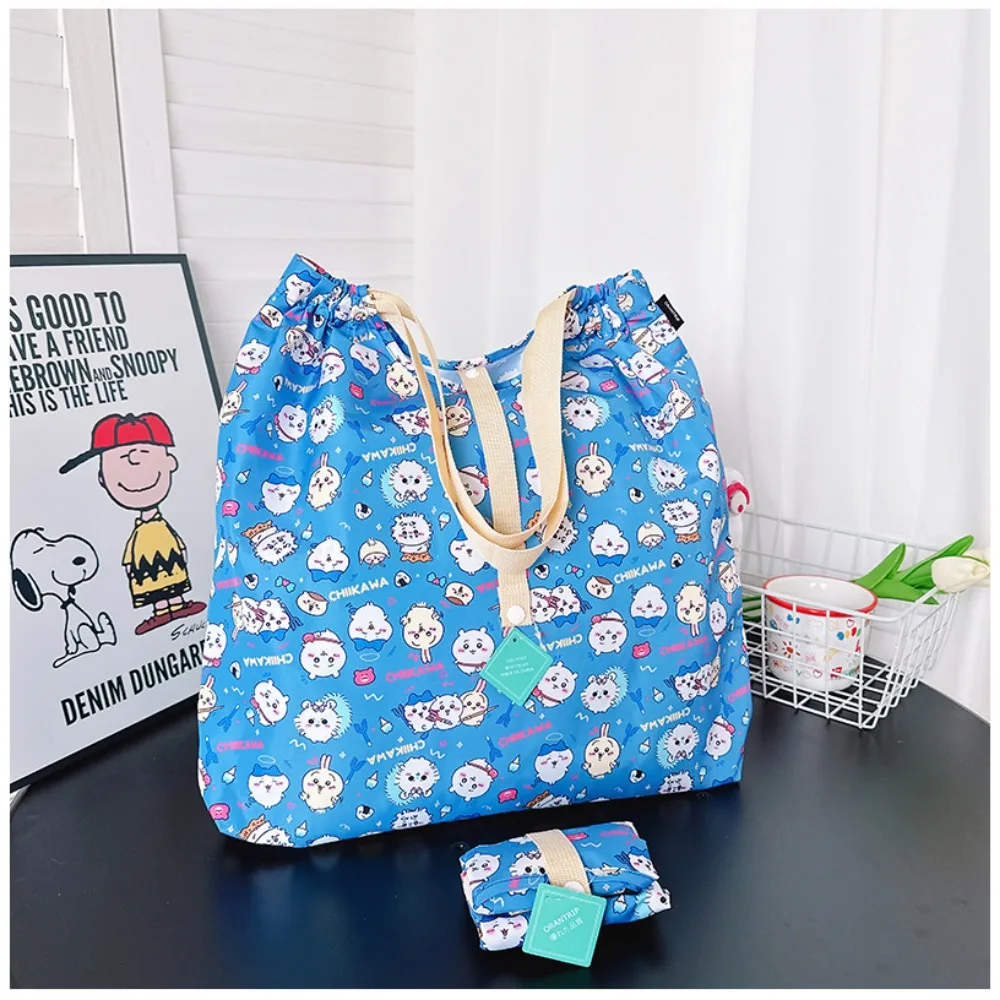 

Cute Chiikawa Cartoon Foldable Eco Shopping Bag Lightweight Large Capacity Single Shoulder Bag for Women Outdoor Ravel Use Gift