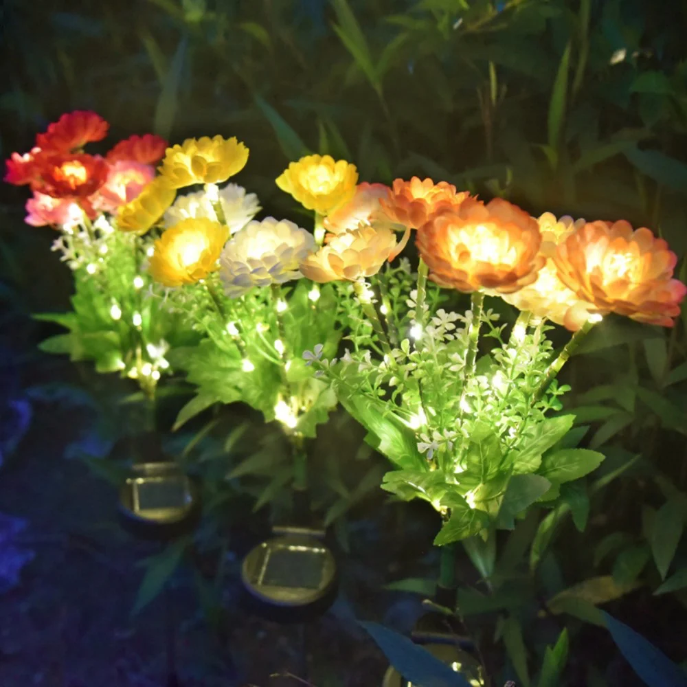 Solar Snow Lotus Flower LED Waterproof Outdoor Lawn Decor Lights For Courtyard Camping Wedding Party Festive Atmosphere