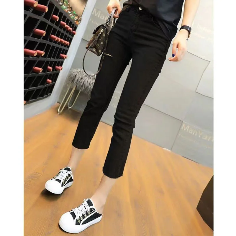 Pants women 2026 casual Black high-waisted wide-leg new straight-leg loose petite narrow floor-length pants women's clothing
