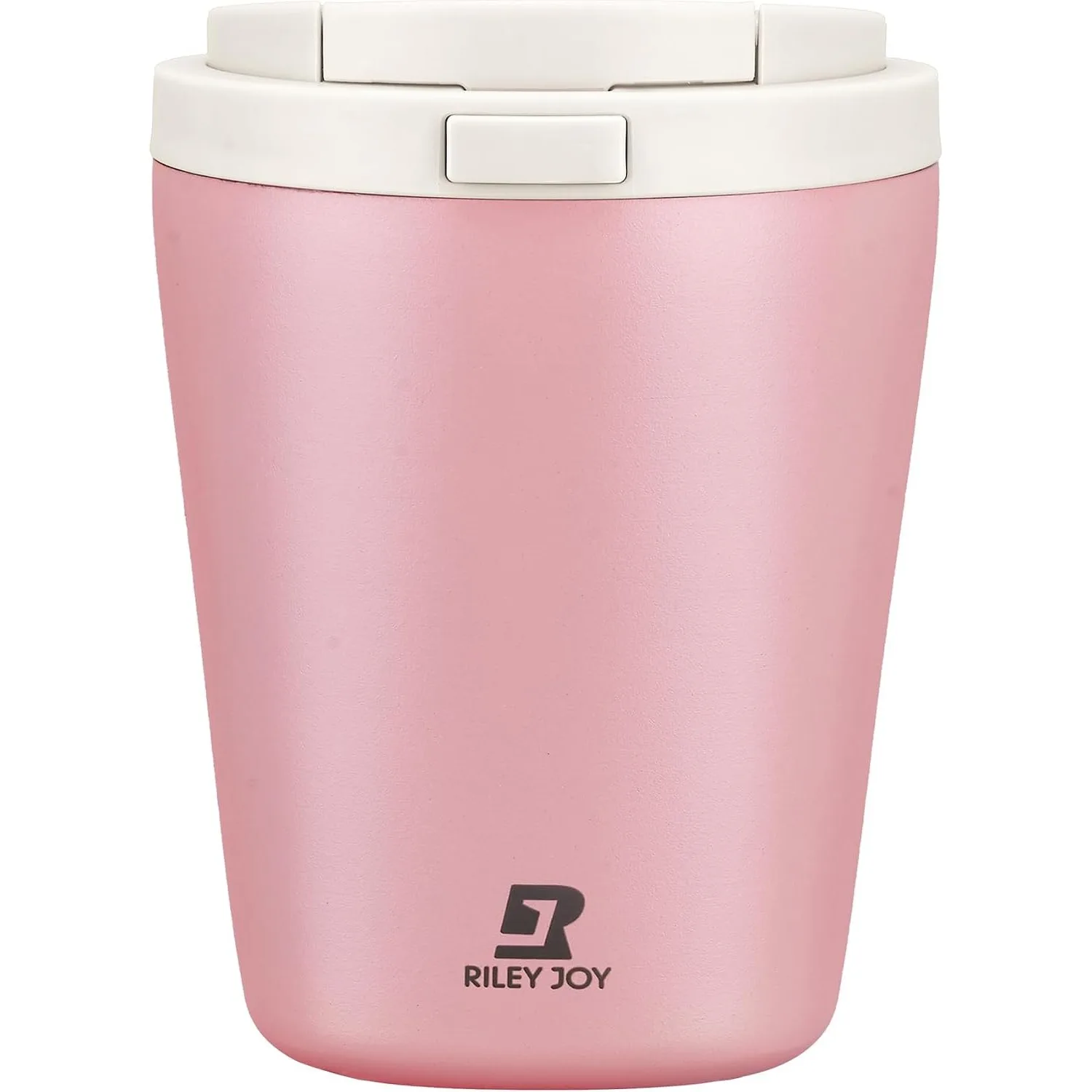Insulated Coffee Mug for Travel with One-Tap Open Lid Spill Proof Stainless Steel Coffee Tumbler Car Mug Pink White 12OZ