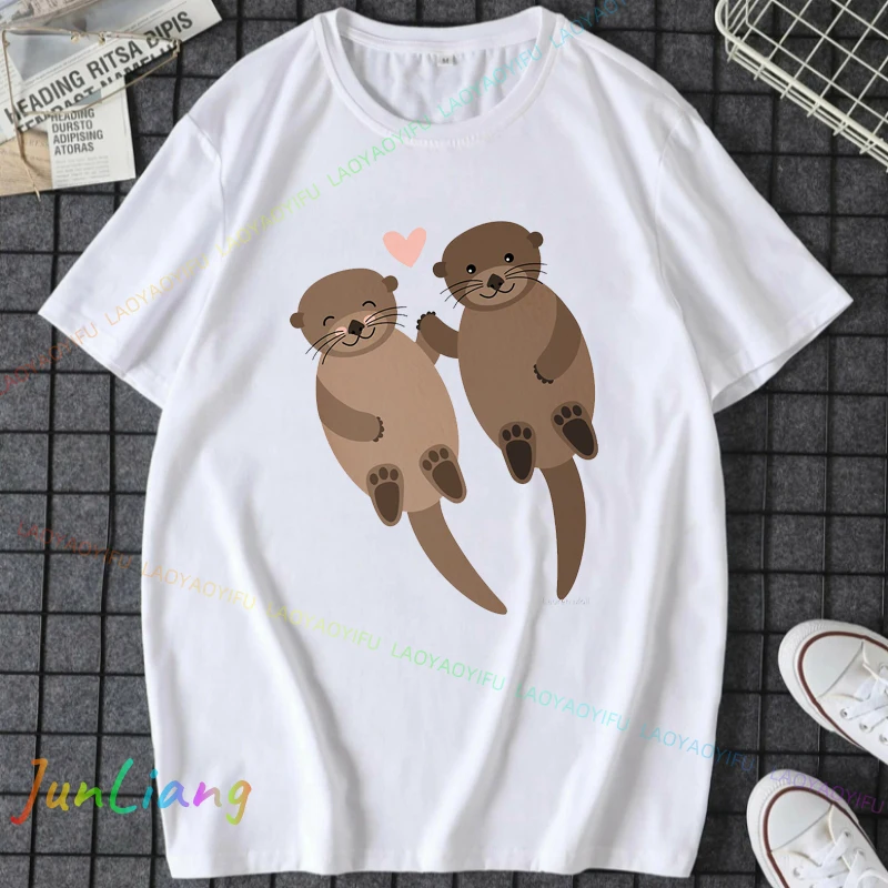 Otter Funny Printed Harajuku Style Casual Fashion Streetwear Hip Hop Loose Comfort 100% Cotton Breathe Man Tees Y2k Clothes Goth