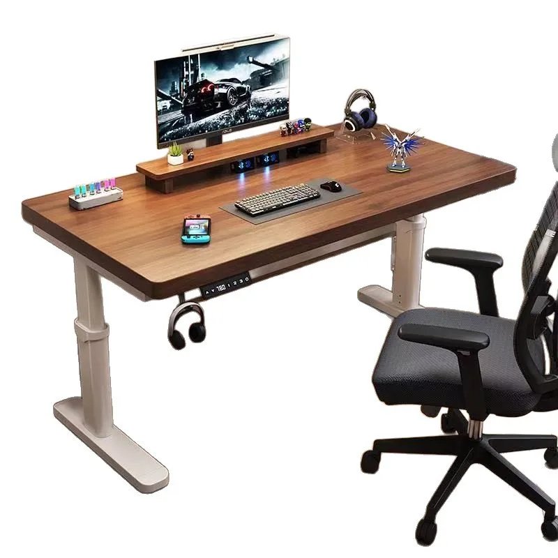 Biurko komputerowe stojące z elektrycznym regulacją wysokości, ergonomiczne biurko z kontrolerem i łącznikiem do laptopa, idealne do domowego biura.