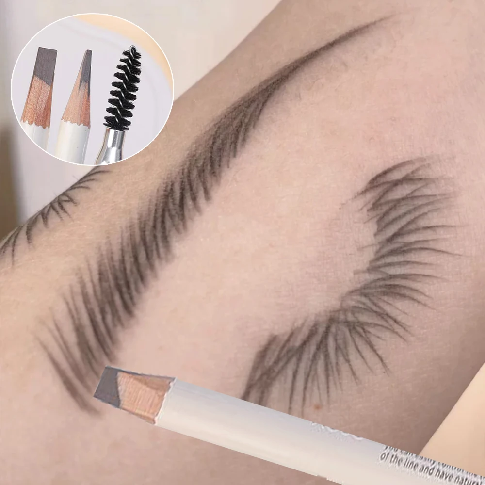 Lápis De Sobrancelha Com Escova, Sombra De Esboço, Deitado Silkworm Pen, Impermeável, Não-manchas, Microblading, Colorfast, Lápis De Sobrancelha Com Escova