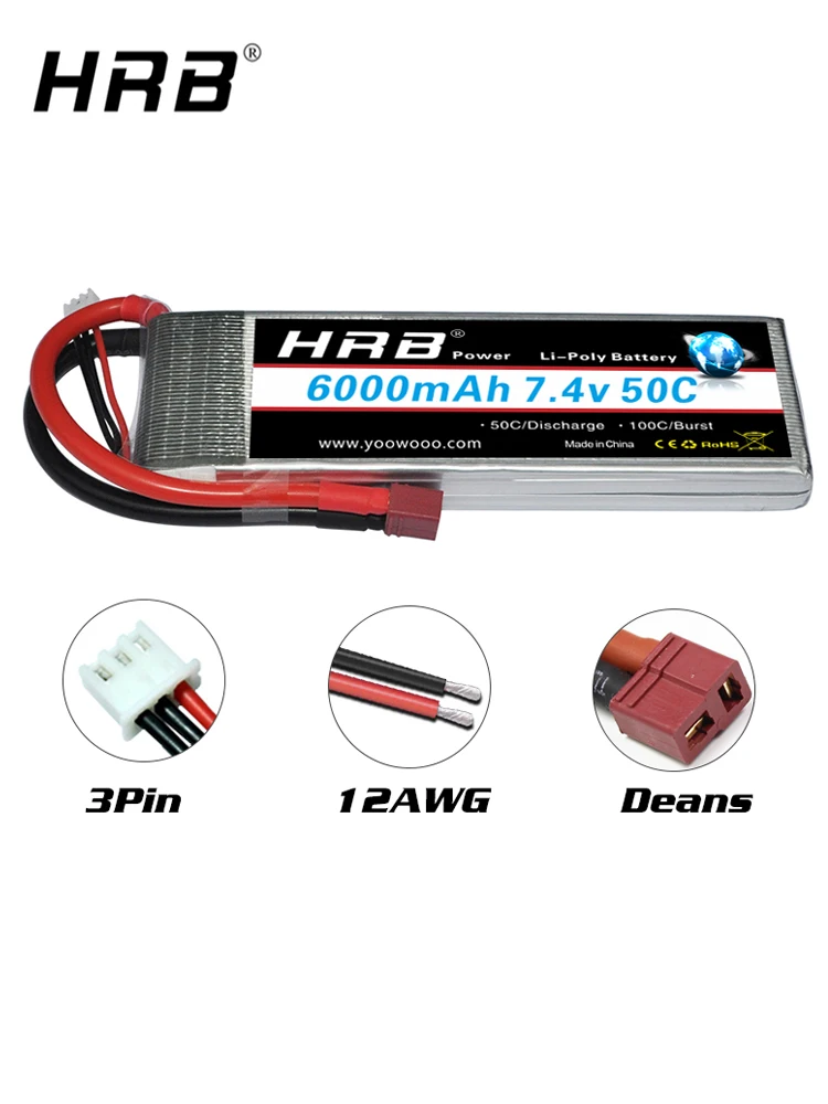 HRB 2S 6000mah Lipo Batterie 7,4 V XT60 50C Für RC FPV Flugzeuge Drone Racing Boot Auto Teile