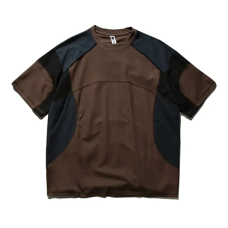 

Summer Multi-color Splice Sports T-shirt Men Fashion Loose Casual Short Sleeve Track T Shirts Outdoor Cycling Running Tshirt