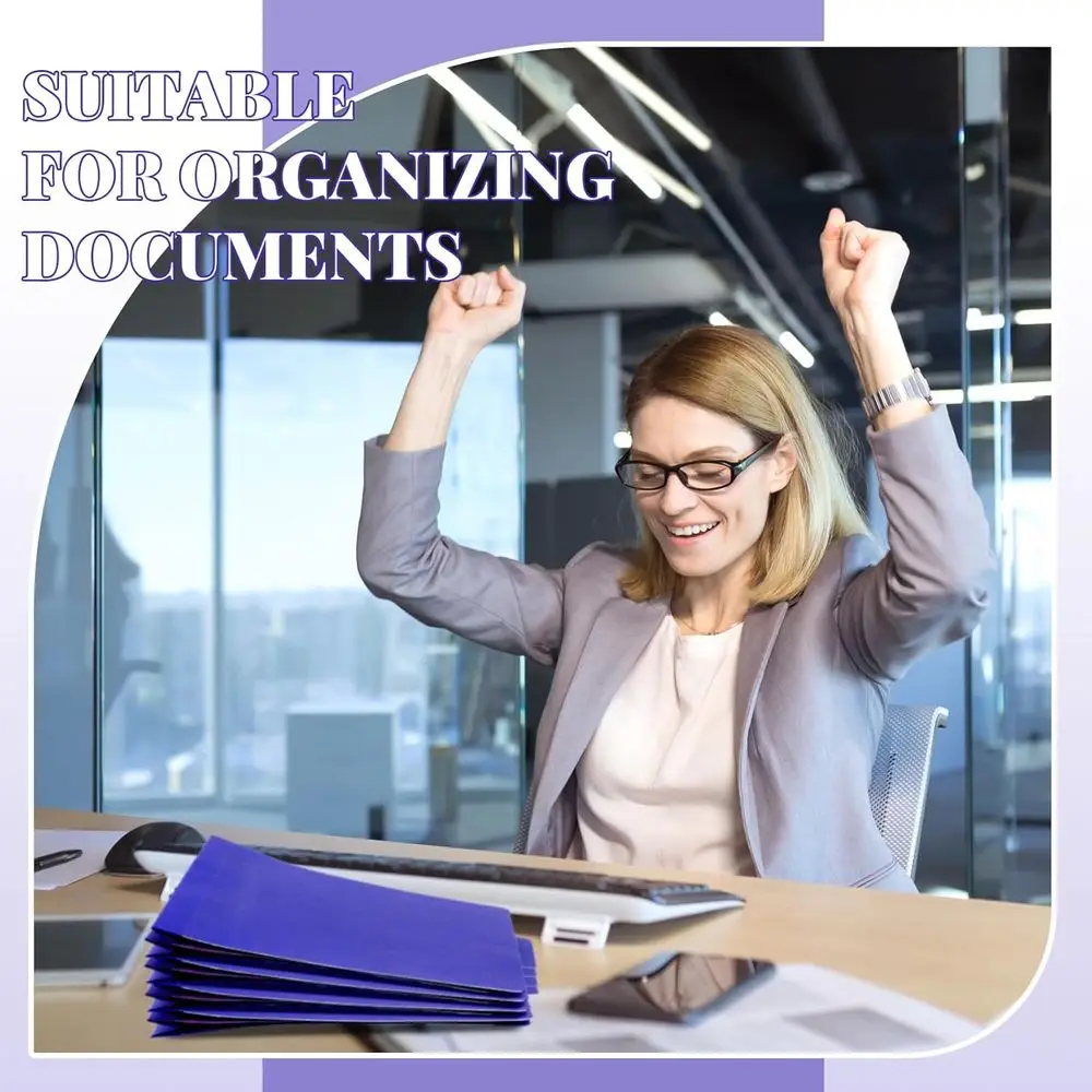 منظمات الملفات الموسعة باللون الأرجواني مع مشابك لثائق حجم الحروف، مثالية للمعلمين والرجال والمكاتب ودونات الكنيسة